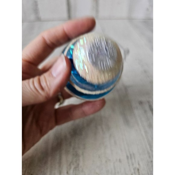 Radko tree tinsel glitter blue vintage ornament glass Xmas tree - Picture 8 of 9